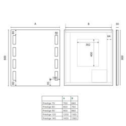 Miroir avec éclairage LED PRESTIGE - 100 cm x 80 cm 