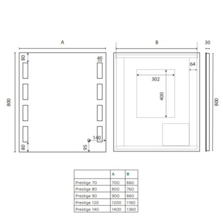 Miroir avec éclairage LED PRESTIGE - 100 cm x 80 cm 