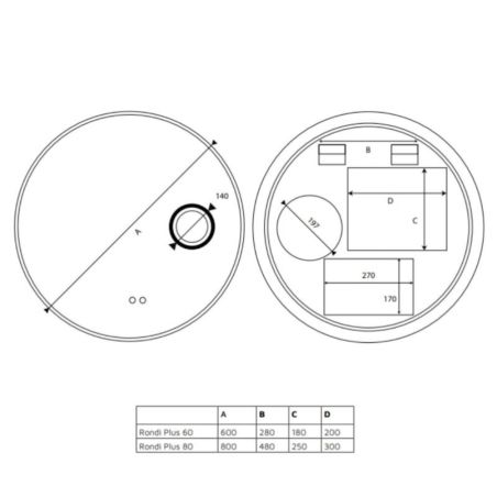 Miroir avec éclairage LED variable RONDI PLUS - Diamètre 80 cm 