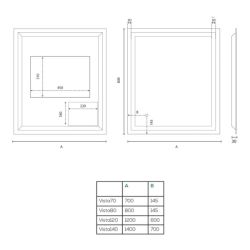 Miroir avec éclairage LED VISTA - 80 cm x 80 cm 