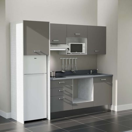 Kitchenette équipée K37L : 240 cm avec plan monobloc 