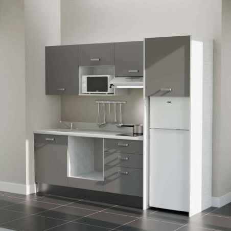 Kitchenette équipée K37L : 240 cm avec plan monobloc 