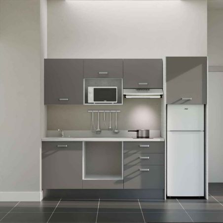 Kitchenette équipée K37L : 240 cm avec plan monobloc 