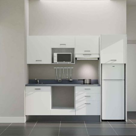 Kitchenette équipée K37L : 240 cm avec plan monobloc 