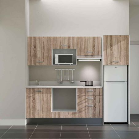 Kitchenette équipée K37L : 240 cm avec plan monobloc 