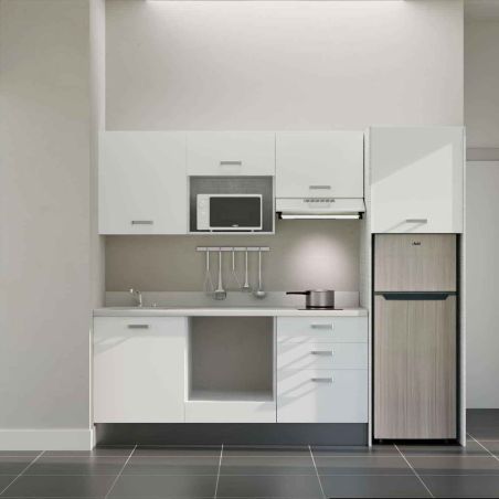 Kitchenette équipée K37L : 240 cm avec plan monobloc 