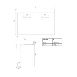 Caisson sous vasque PMR ALTEA 140 cm - Dimensions