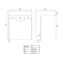 Caisson sous vasque PMR EPURE 70 cm - Dimensions