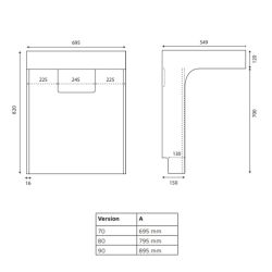 Caisson sous vasque PMR EPURE 90 cm - Dimensions