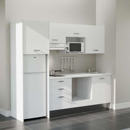 Kitchenette équipée K37L-PT : 240 cm avec plan stratifié