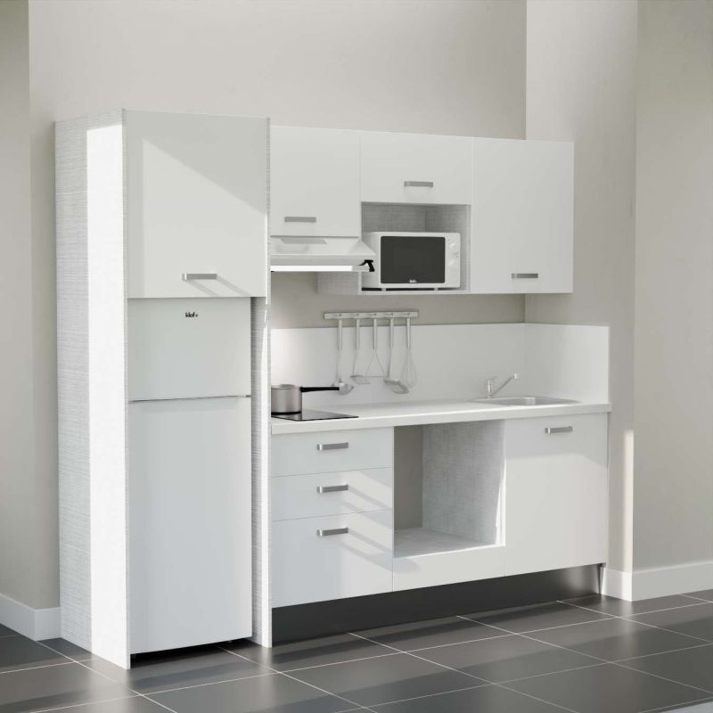 Kitchenette équipée K37L-PT : 240 cm avec plan stratifié Kitchenette équipée K37L-PT : 240 cm avec plan stratifié