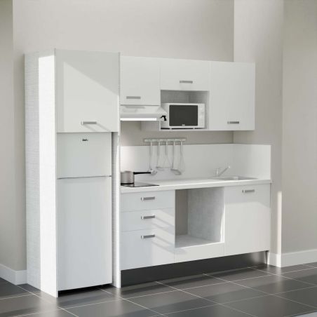 Kitchenette équipée K37L-PT : 240 cm avec plan stratifié