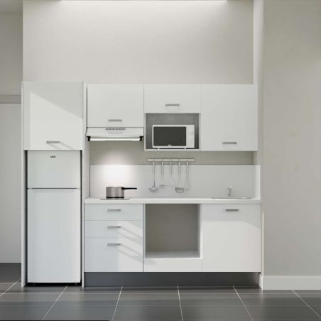 Kitchenette équipée K37L-PT : 240 cm avec plan stratifié