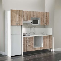 Kitchenette équipée K37L-PT : 240 cm avec plan stratifié