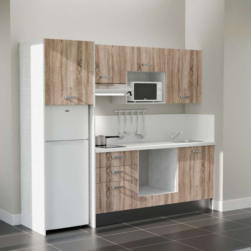 Kitchenette équipée K37L-PT : 240 cm avec plan stratifié Kitchenette équipée K37L-PT : 240 cm avec plan stratifié