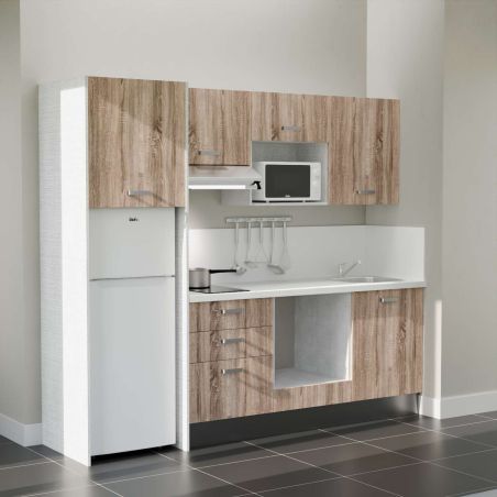 Kitchenette équipée K37L-PT : 240 cm avec plan stratifié