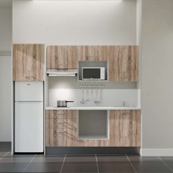 Kitchenette équipée K37L-PT : 240 cm avec plan stratifié