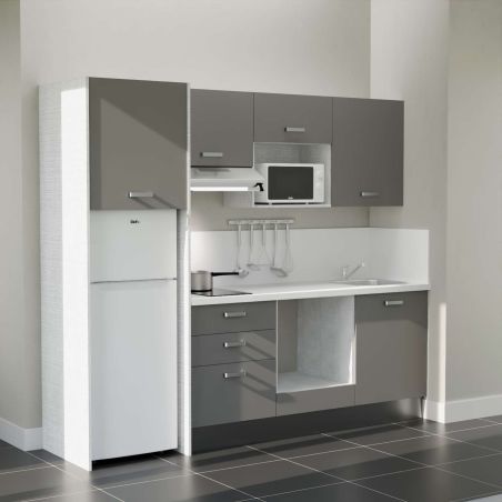 Kitchenette équipée K37L-PT : 240 cm avec plan stratifié