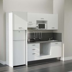 Kitchenette équipée K37L-PT : 240 cm avec plan stratifié