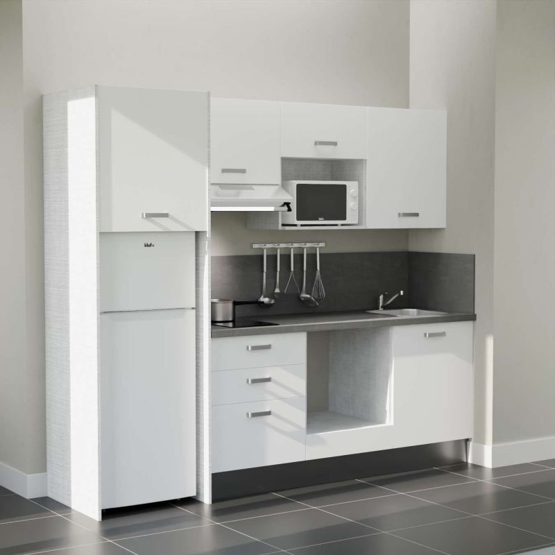 Kitchenette équipée K37L-PT : 240 cm avec plan stratifié Kitchenette équipée K37L-PT : 240 cm avec plan stratifié