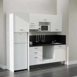 Kitchenette équipée K37L-PT : 240 cm avec plan stratifié