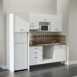 Kitchenette équipée K37L-PT : 240 cm avec plan stratifié