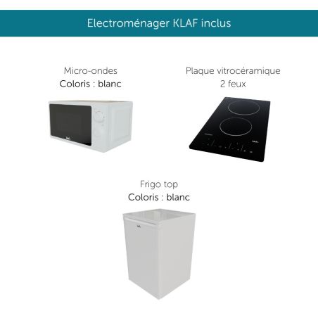 Kitchenette équipée K00L : 100 cm avec plan monobloc 