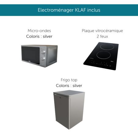 Kitchenette équipée K00L : 100 cm avec plan monobloc 