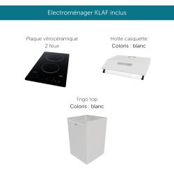 Kitchenette équipée K01L : 120 cm avec plan monobloc