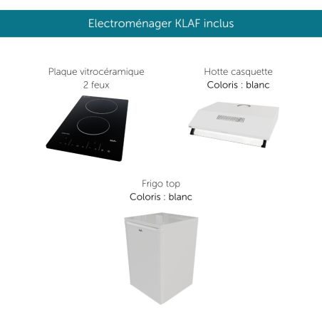 Kitchenette équipée K01L : 120 cm avec plan monobloc