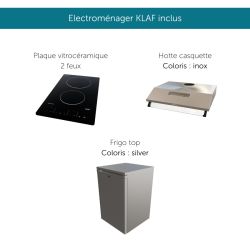 Kitchenette équipée K01L : 120 cm avec plan monobloc