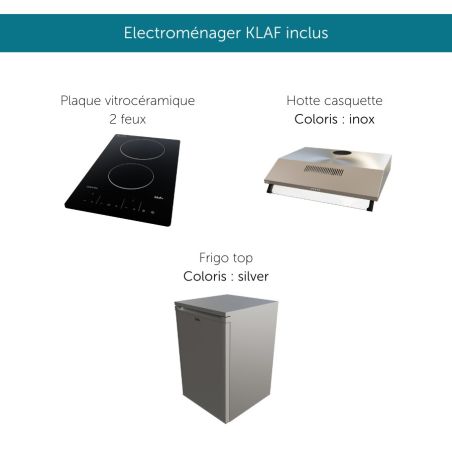 Kitchenette équipée K01L : 120 cm avec plan monobloc