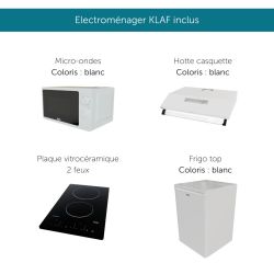 Kitchenette équipée K02L : 120 cm avec plan monobloc