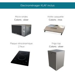 Kitchenette équipée K02L : 120 cm avec plan monobloc
