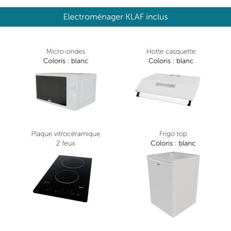Kitchenette équipée K13L : 140 cm avec plan monobloc 