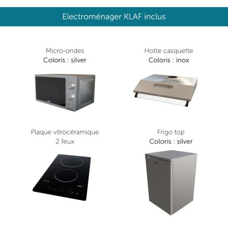 Kitchenette équipée K13L : 140 cm avec plan monobloc 