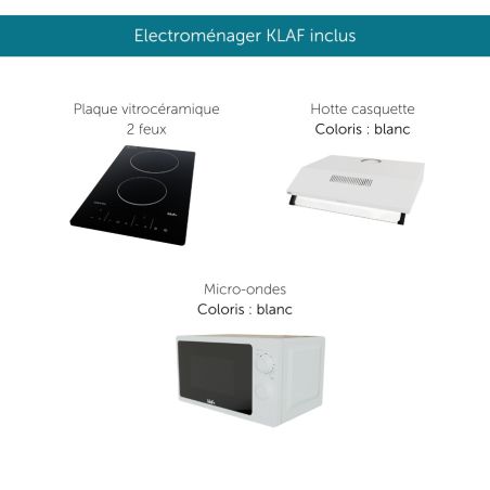 Kitchenette équipée K30L : 180 cm avec plan monobloc 