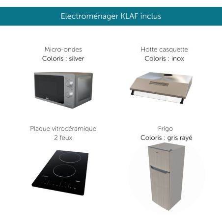 Kitchenette équipée K37L : 240 cm avec plan monobloc 