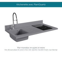Kitchenette équipée K01L : 120 cm avec plan monobloc
