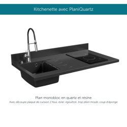 Kitchenette équipée K01L : 120 cm avec plan monobloc