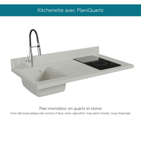 Kitchenette équipée K01L : 120 cm avec plan monobloc