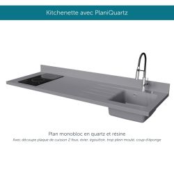 Kitchenette équipée K20L : 180 cm avec plan monobloc