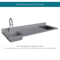 Kitchenette équipée K20L : 180 cm avec plan monobloc