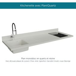 Kitchenette équipée K20L : 180 cm avec plan monobloc