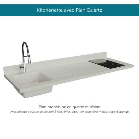 Kitchenette équipée K37L : 240 cm avec plan monobloc 