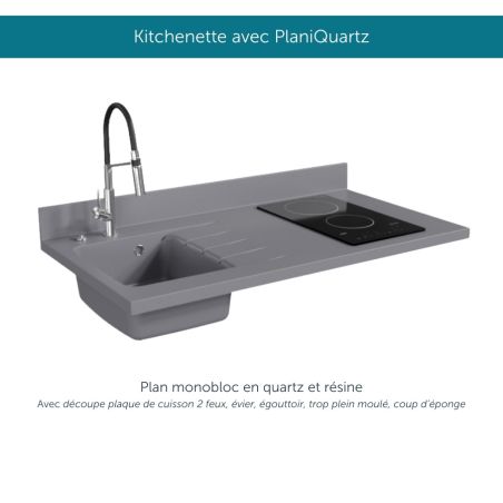 Kitchenette équipée K08L : 120 cm avec plan monobloc