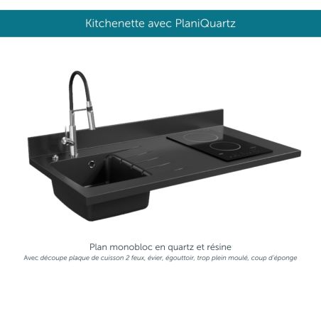 Kitchenette équipée K08L : 120 cm avec plan monobloc