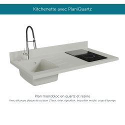 Kitchenette équipée K08L : 120 cm avec plan monobloc
