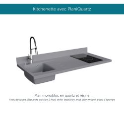 Kitchenette équipée K13L : 140 cm avec plan monobloc 