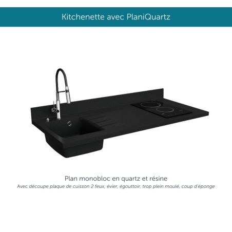 Kitchenette équipée K13L : 140 cm avec plan monobloc 